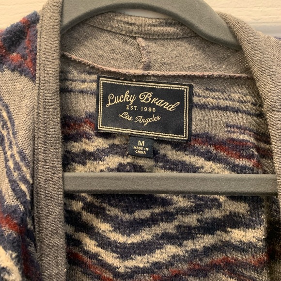 Lucky Brand Aztec Tribal Wrap Cardigan Sweater Size Medium - Picture 6 of 7